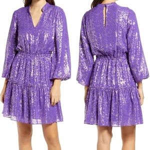 Lily Pulitzer Joella Metallic Silk Chiffon Dress